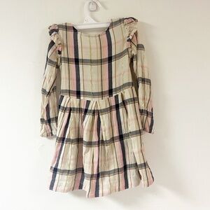 Vineyard Vines Girls Pink Plaid Ruffle Sleeve Long Sleeve Dress Size 4T